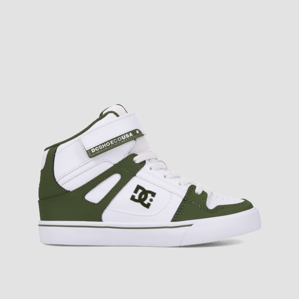 DC Pure Hi Top EV Shoes - Olive/White - Kids