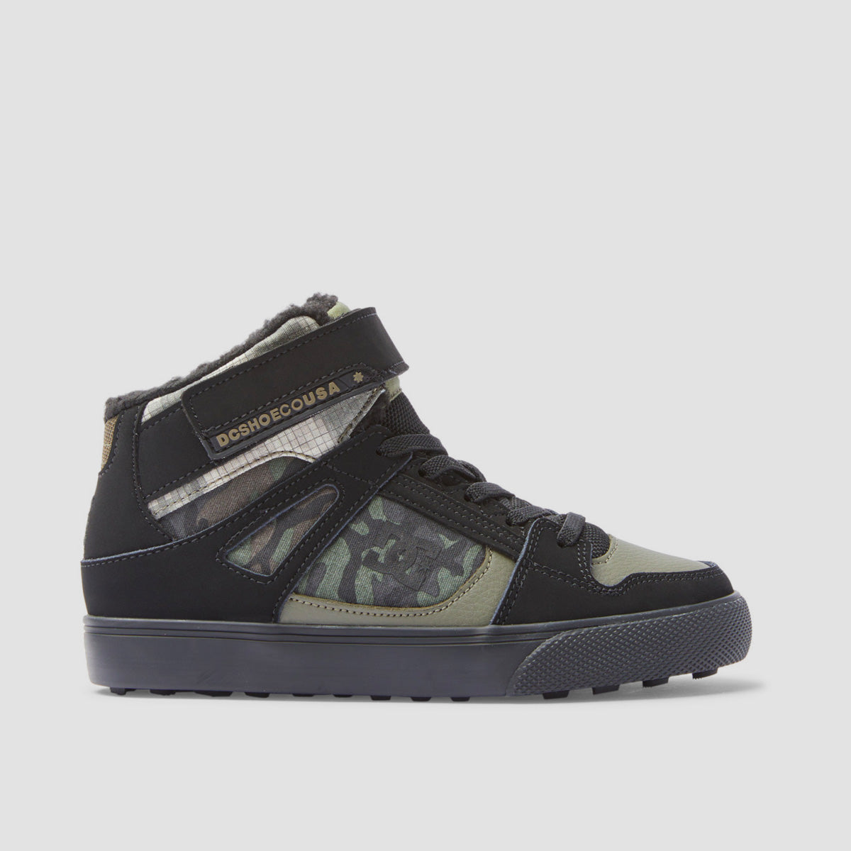 DC Pure High-Top WNT EV Shoes - Olive Camouflage - Kids