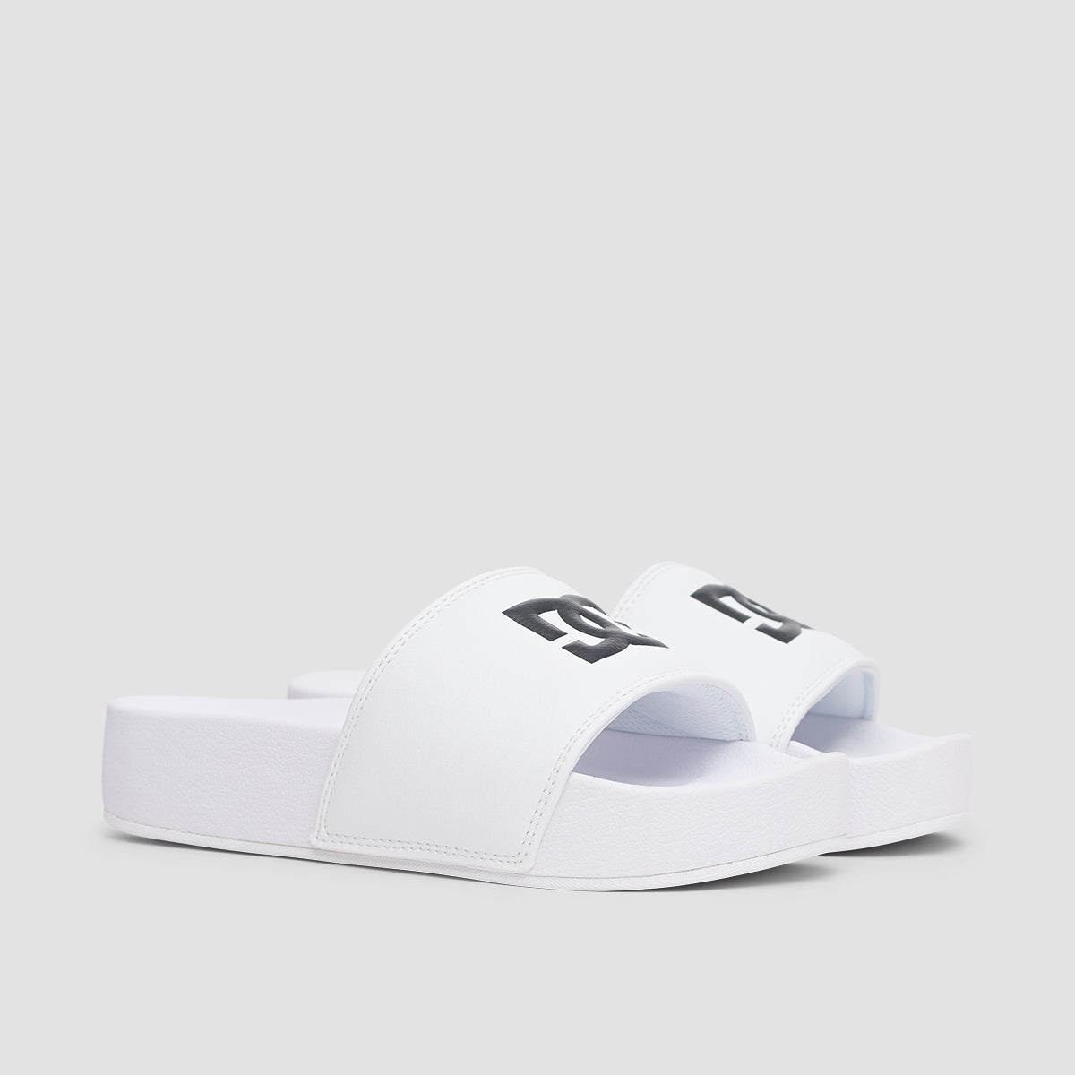 DC Slide Platform Sandals White/White/Black - Womens