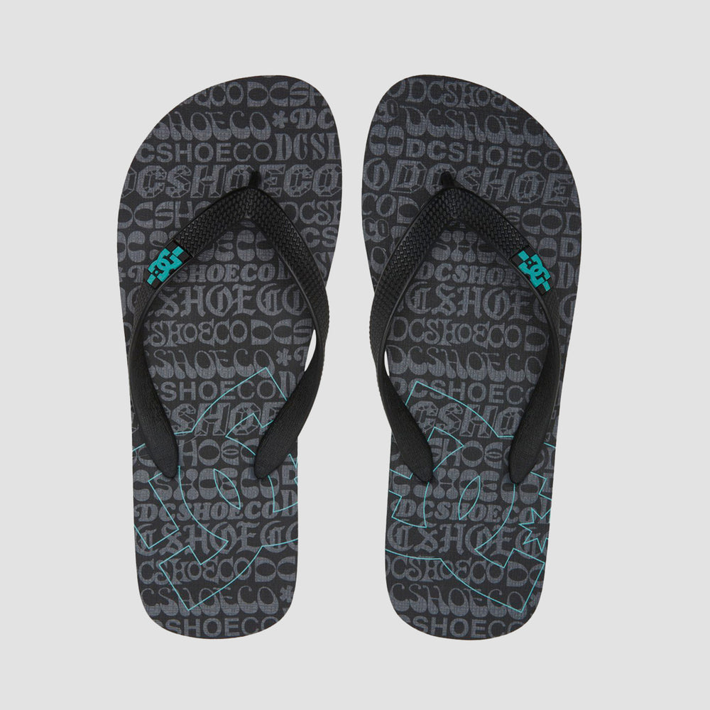 DC Spray Flip Flops Black/Aqua