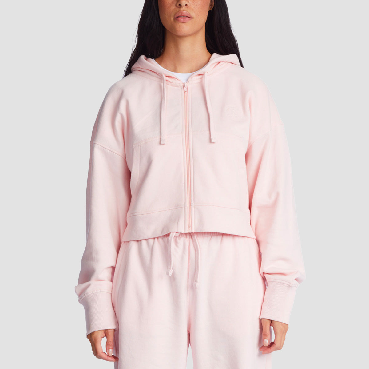 DC The Weekend Oversized Cropped Zip Hoodie Pink Dogwood - Womens