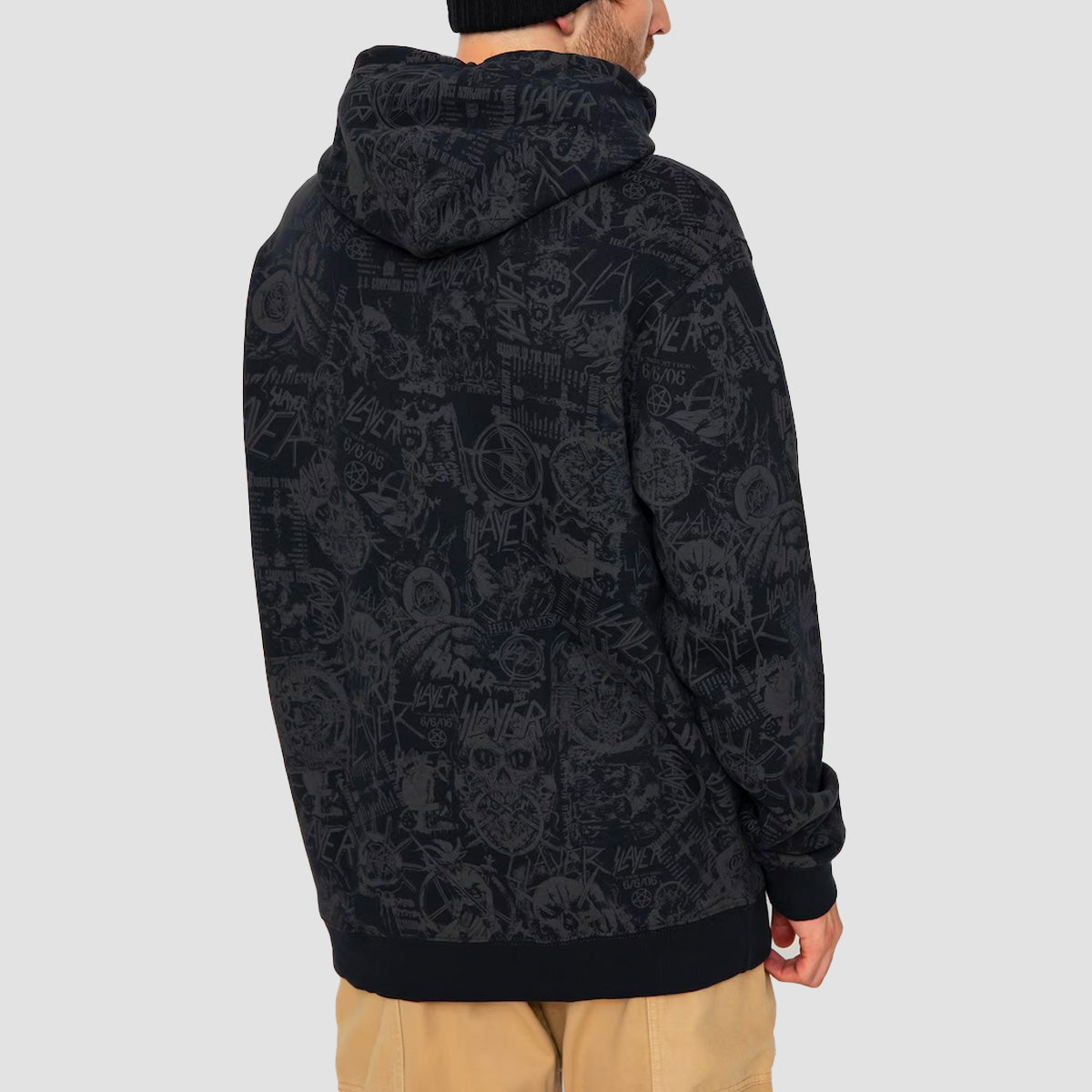 DC X Slayer Allover Print Pullover Hoodie Pirate Black