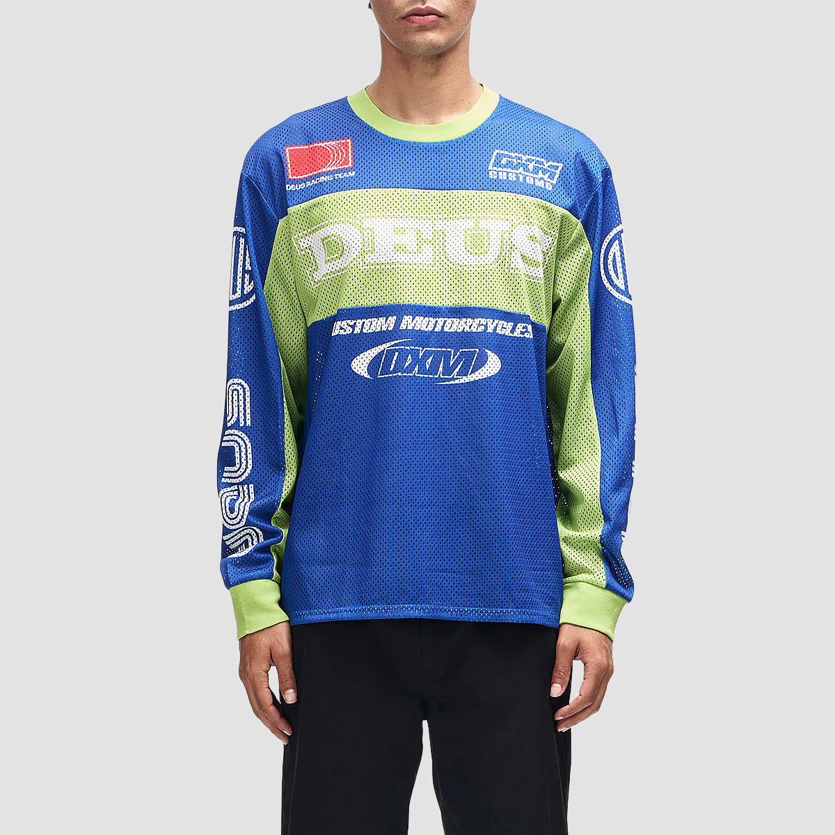 Deus Step Out Moto Jersey Longsleeve T-Shirt Blue