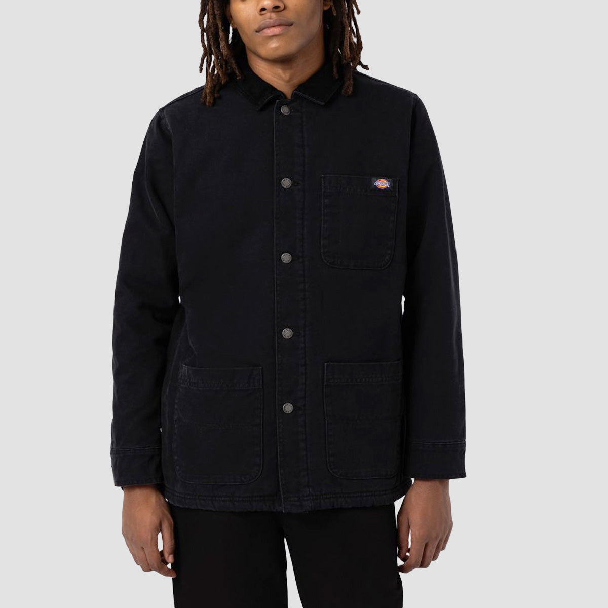 Dickies Duck Fleece Lined Chore Jacket Stone Washed Black