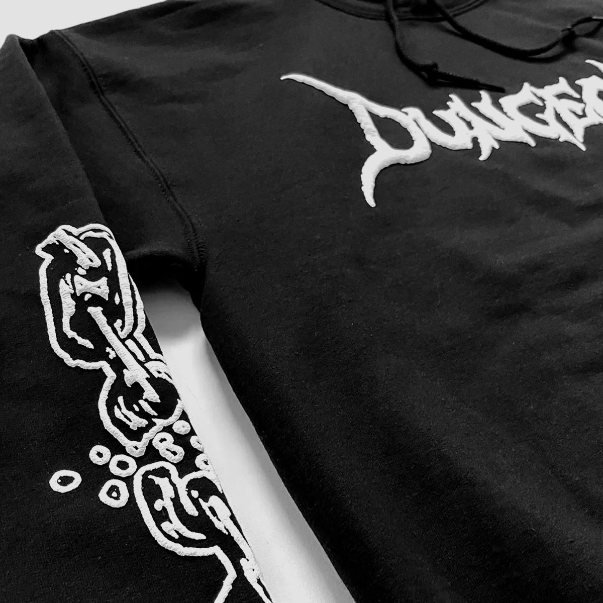 Dungeon Break The Chain Logo Pullover Hoodie Black/White Puff Print