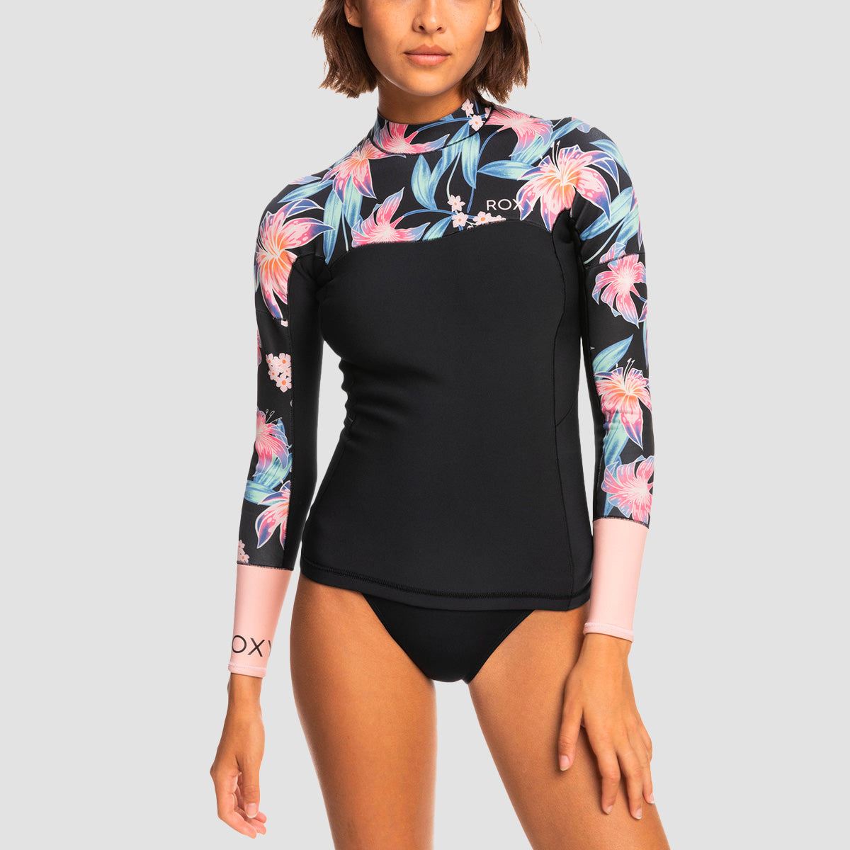 Roxy Swell Series 1mm Longsleeve Wetsuit Top Anthracite Paradise Found S - Womens