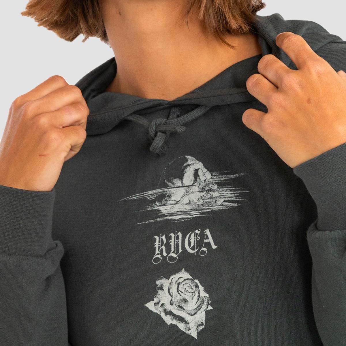 RVCA Benjamin Jean Jean Rose Pullover Hoodie Pirate Black - Womens