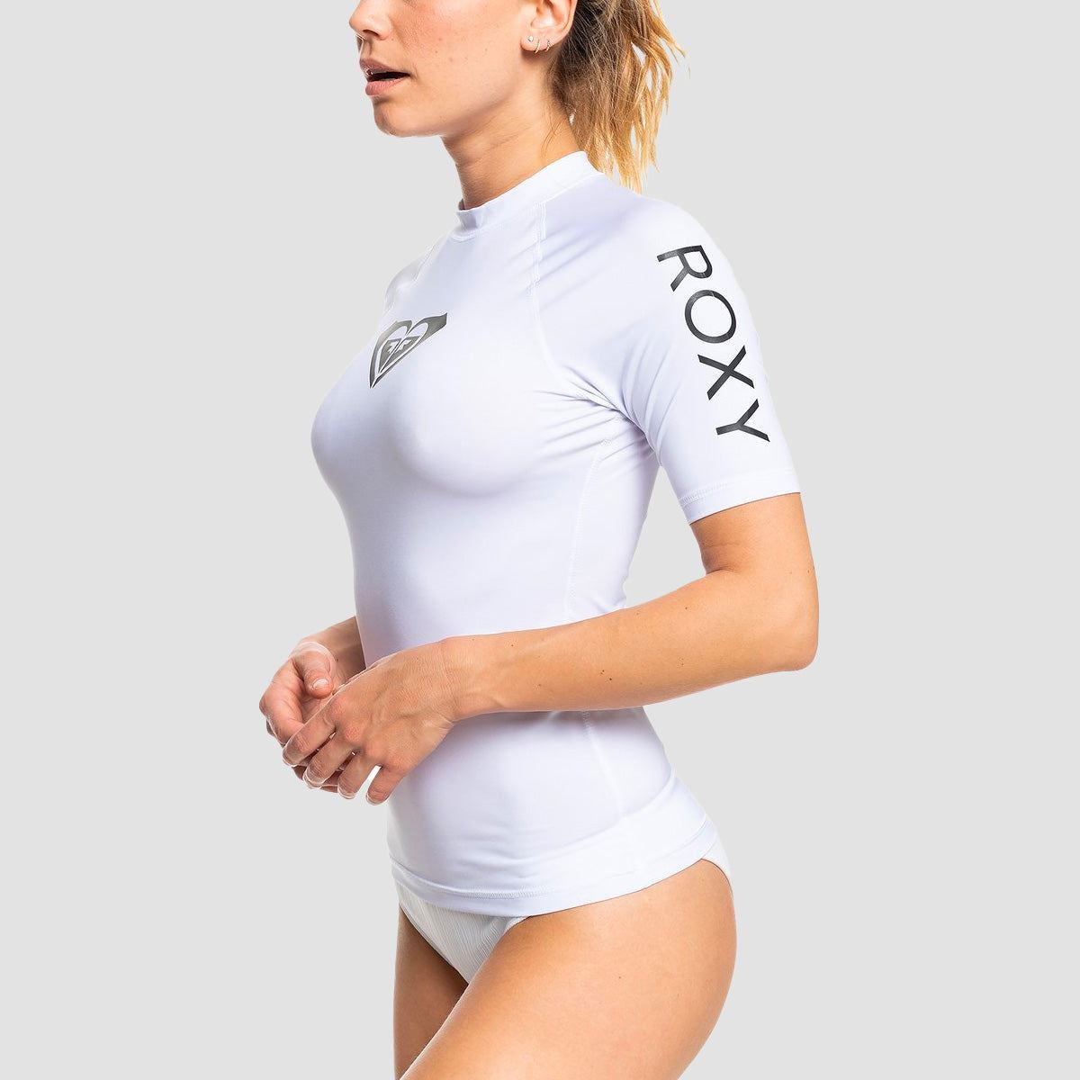 Roxy Whole Hearted Short Sleeve UPF 50 Rash Vest Bright White - Womens