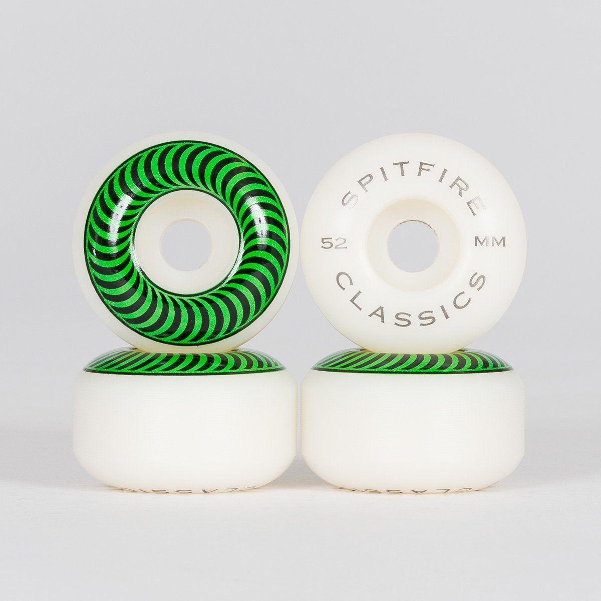 Spitfire Classic Skateboard Wheels White/Green 52mm