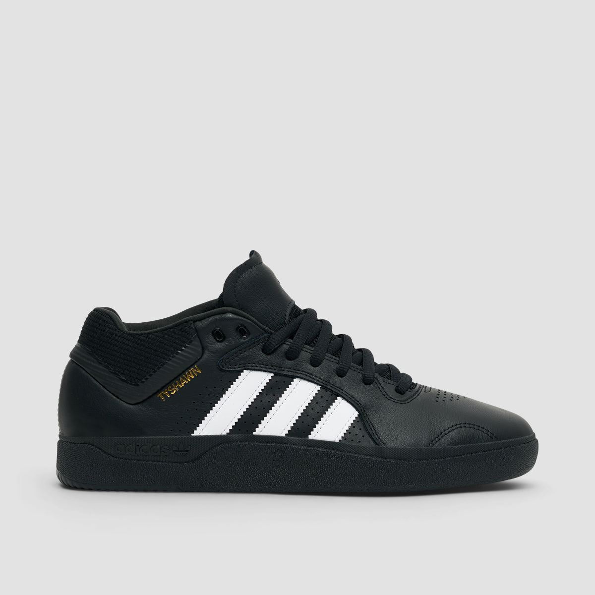 adidas Tyshawn Mid Top Shoes - Core Black/Footwear White/Gold Metallic