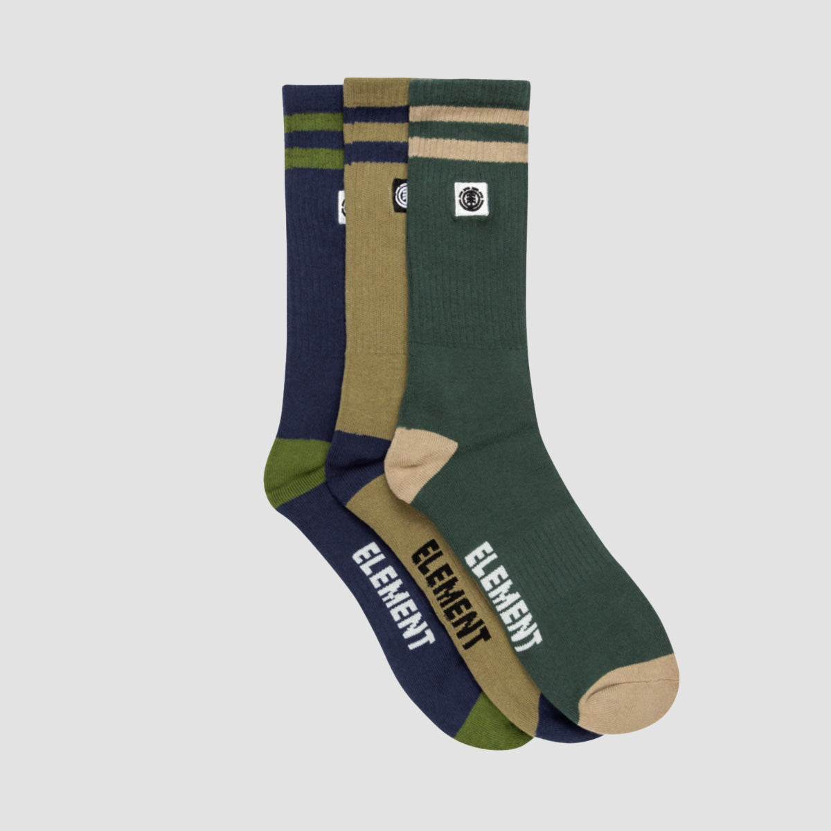 Element Clearsight Socks 3 Pack Naval/Khaki/Jungle Green