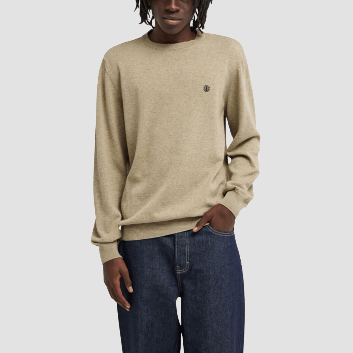 Element Icon Embroidery Crew Neck Jumper Humus Heather