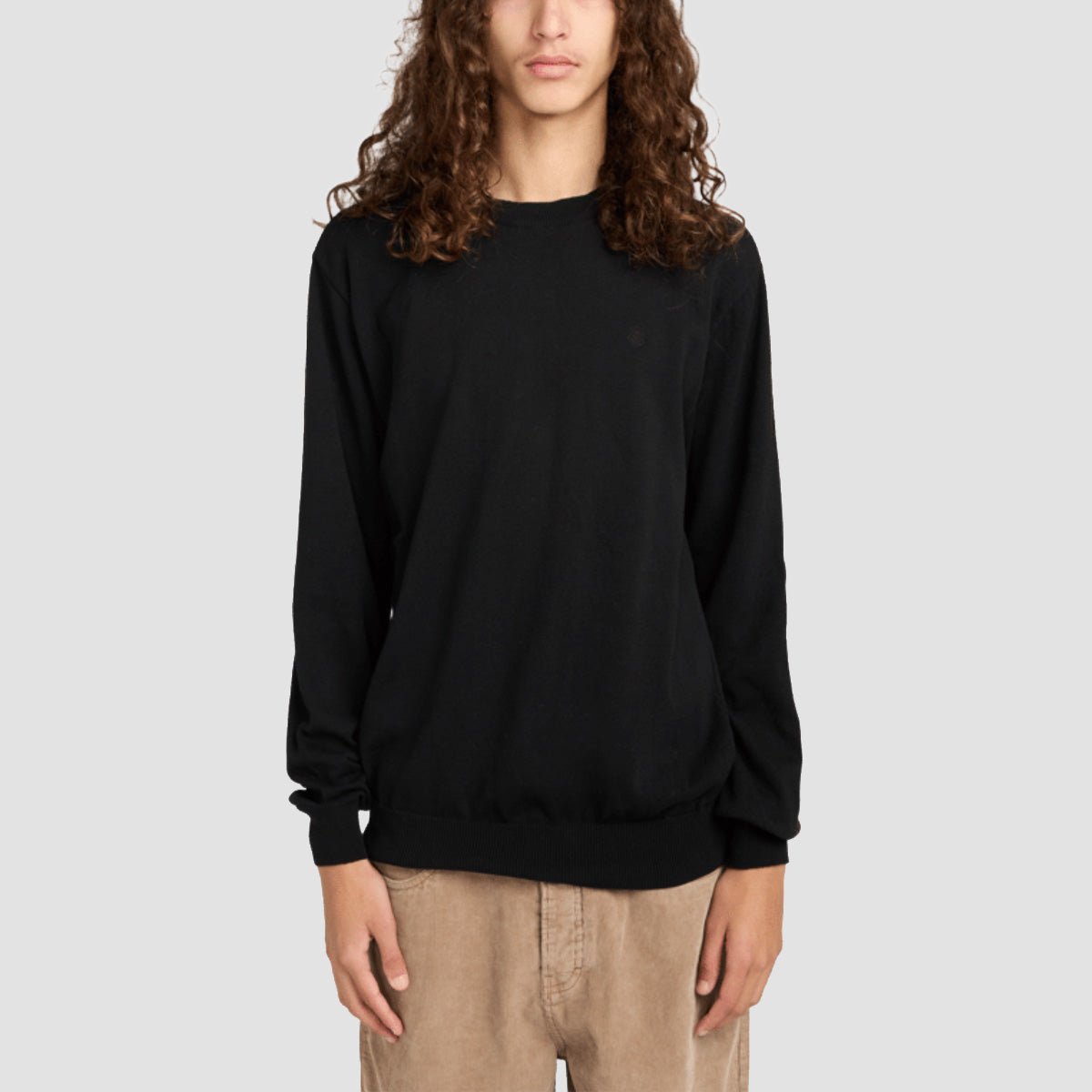 Element Icon Embroidery Crew Neck Jumper Off Black