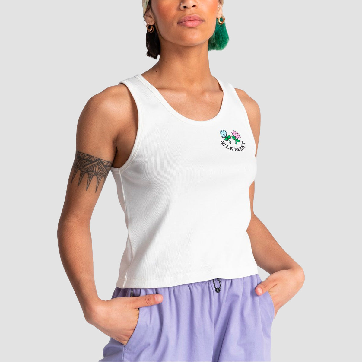Element Smile Cropped Tank Top Off White - Womens