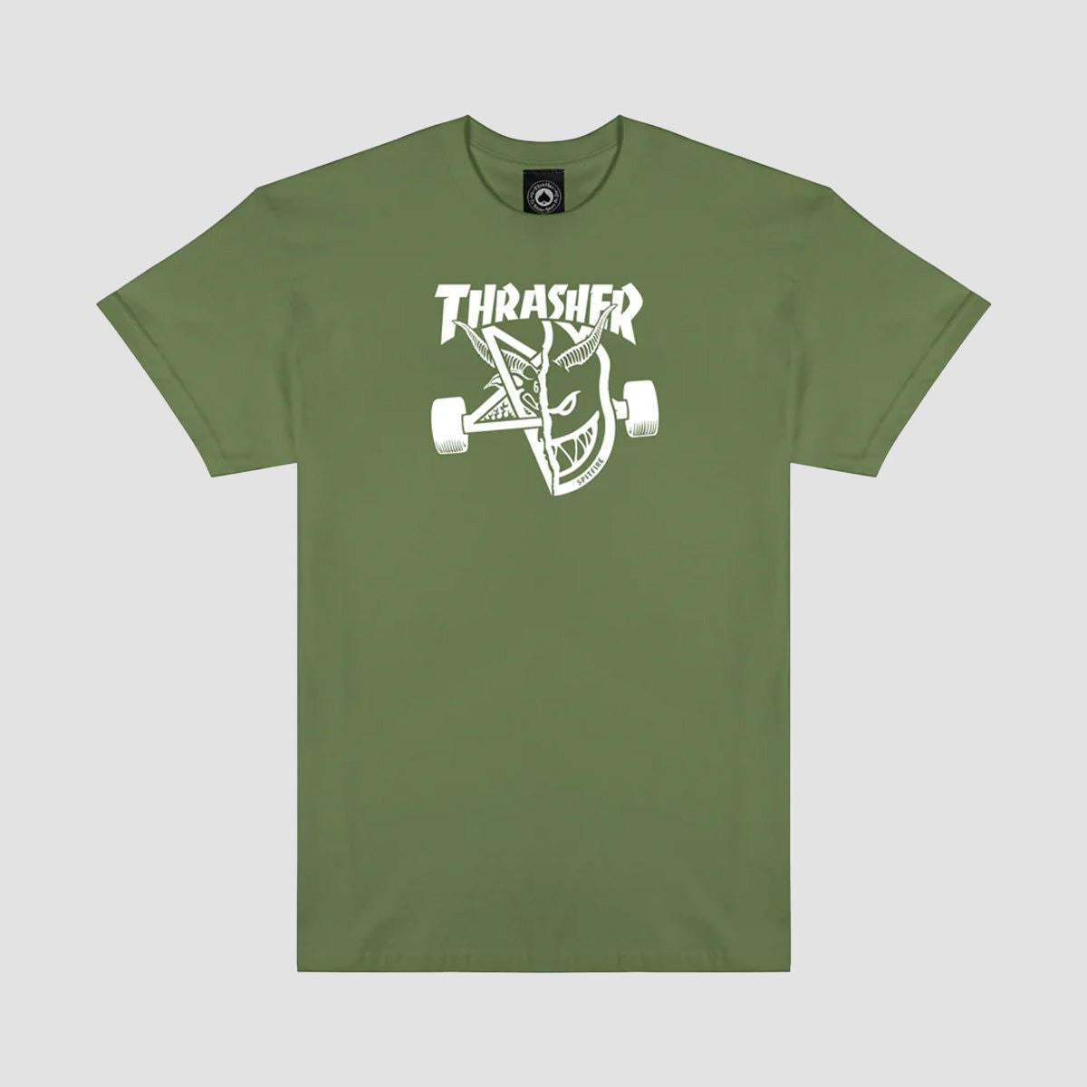 Thrasher X Spitfire Thrash & Burn T-Shirt Military Green