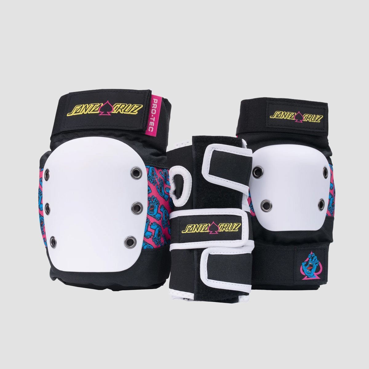 Protec X Santa Cruz Street Open Back Pad Set 3 Pack Black/White/Pink