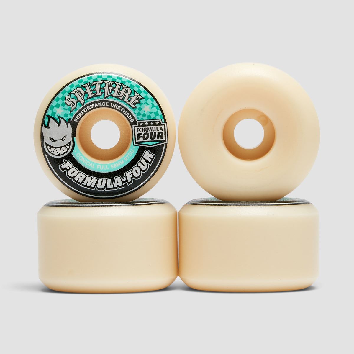Spitfire Formula Four Conical Full 97du Skateboard Wheels Natural/Teal 58mm