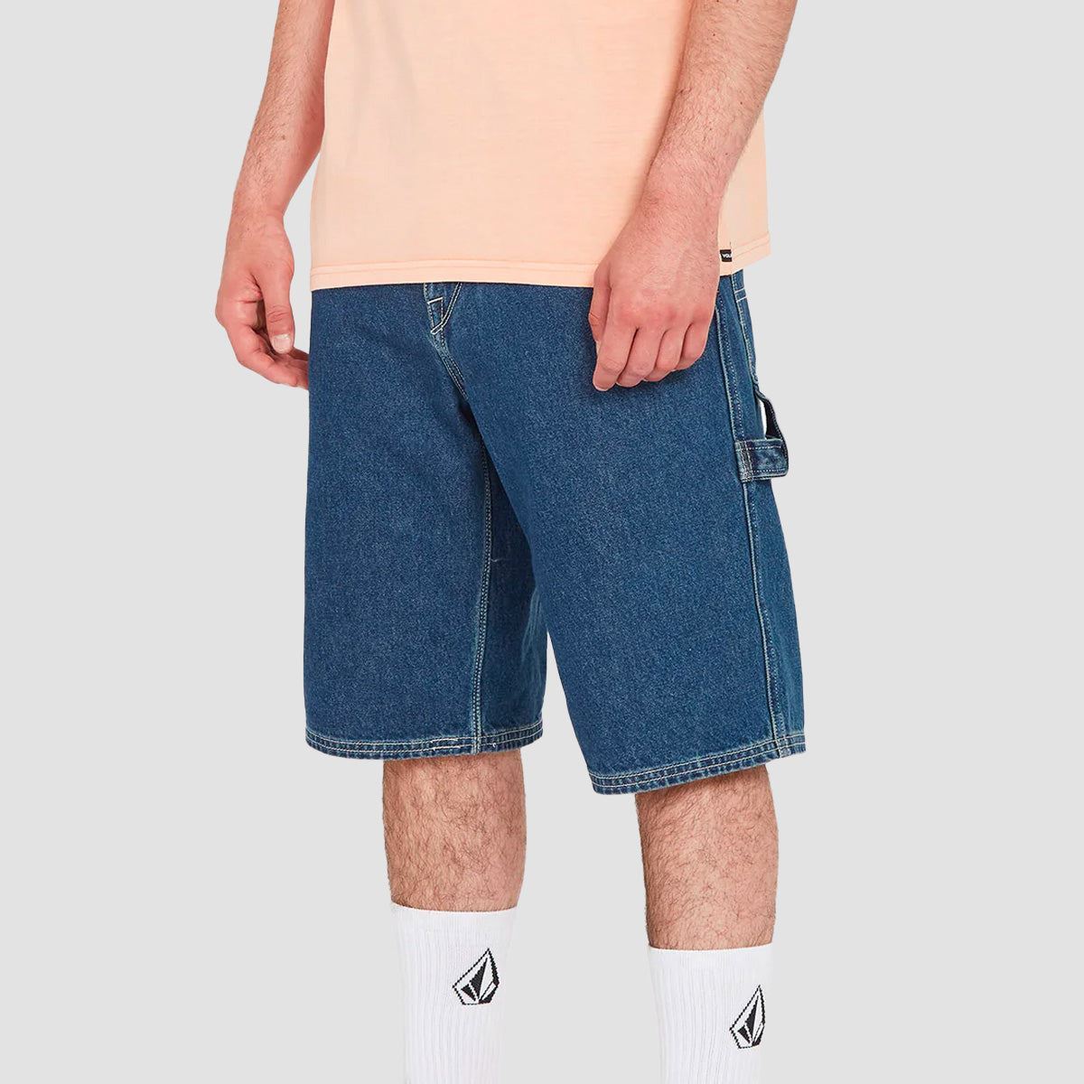 Volcom Labored Denim Utility Shorts Indigo Ridge Wash