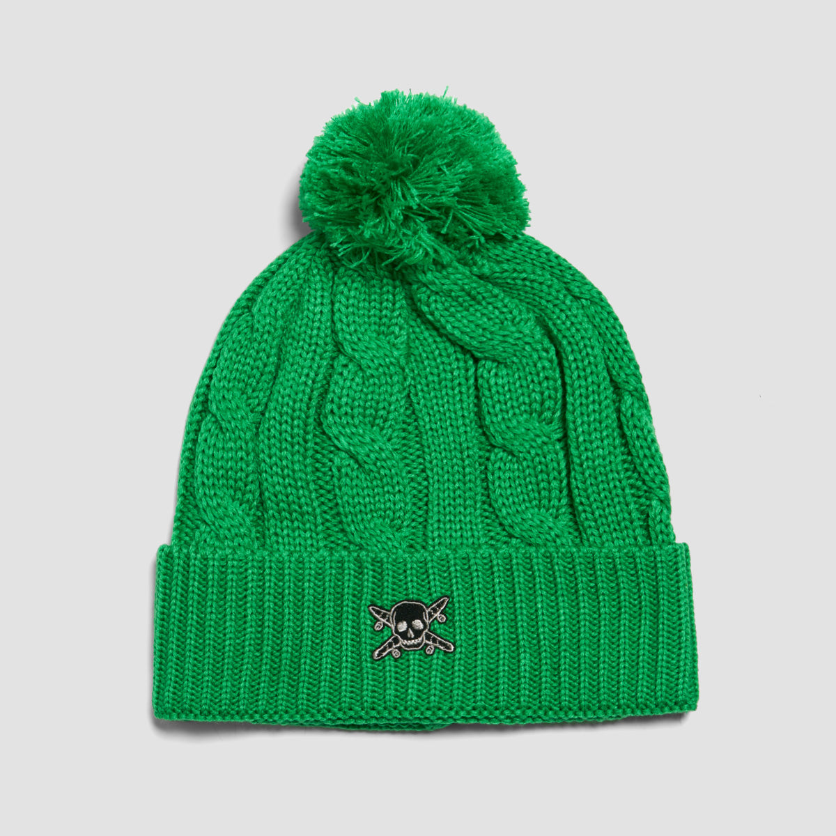 Fourstar Pirate Patch Pom Cable Knit Beanie Kelly Green