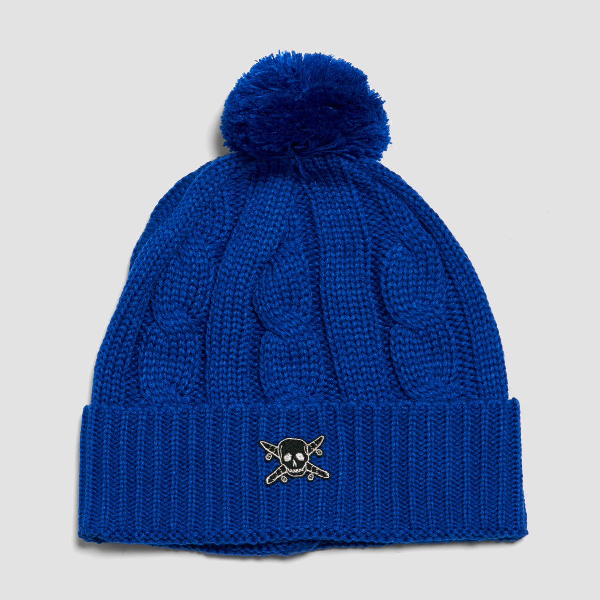 Fourstar Pirate Patch Pom Cable Knit Beanie Royal Blue