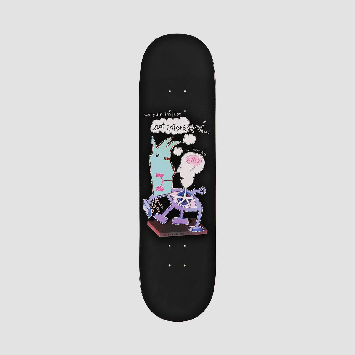 Frog Not Interested Pat G Skateboard Deck Black - 8.38"