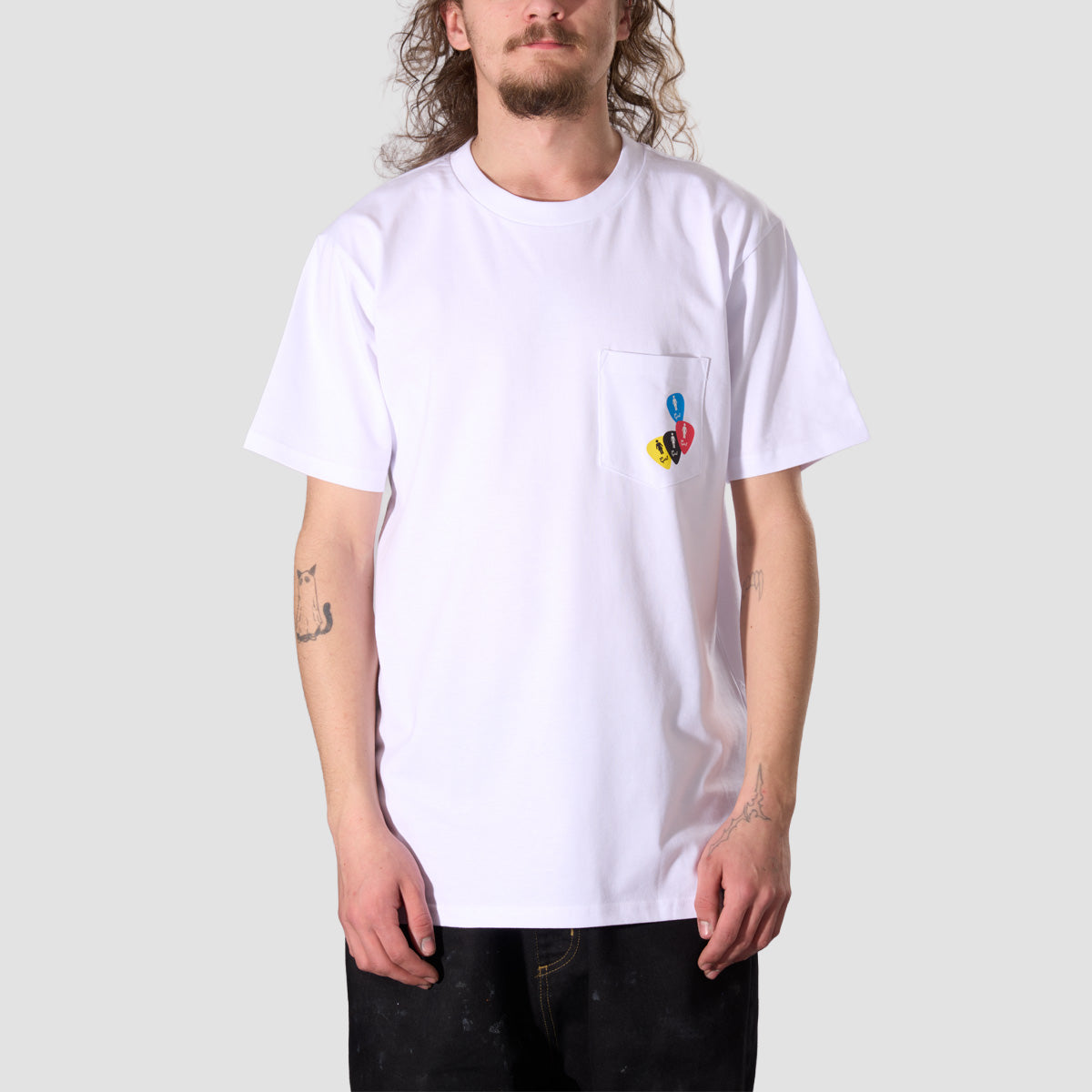 Girl Stomp Picks Pocket T-Shirt White
