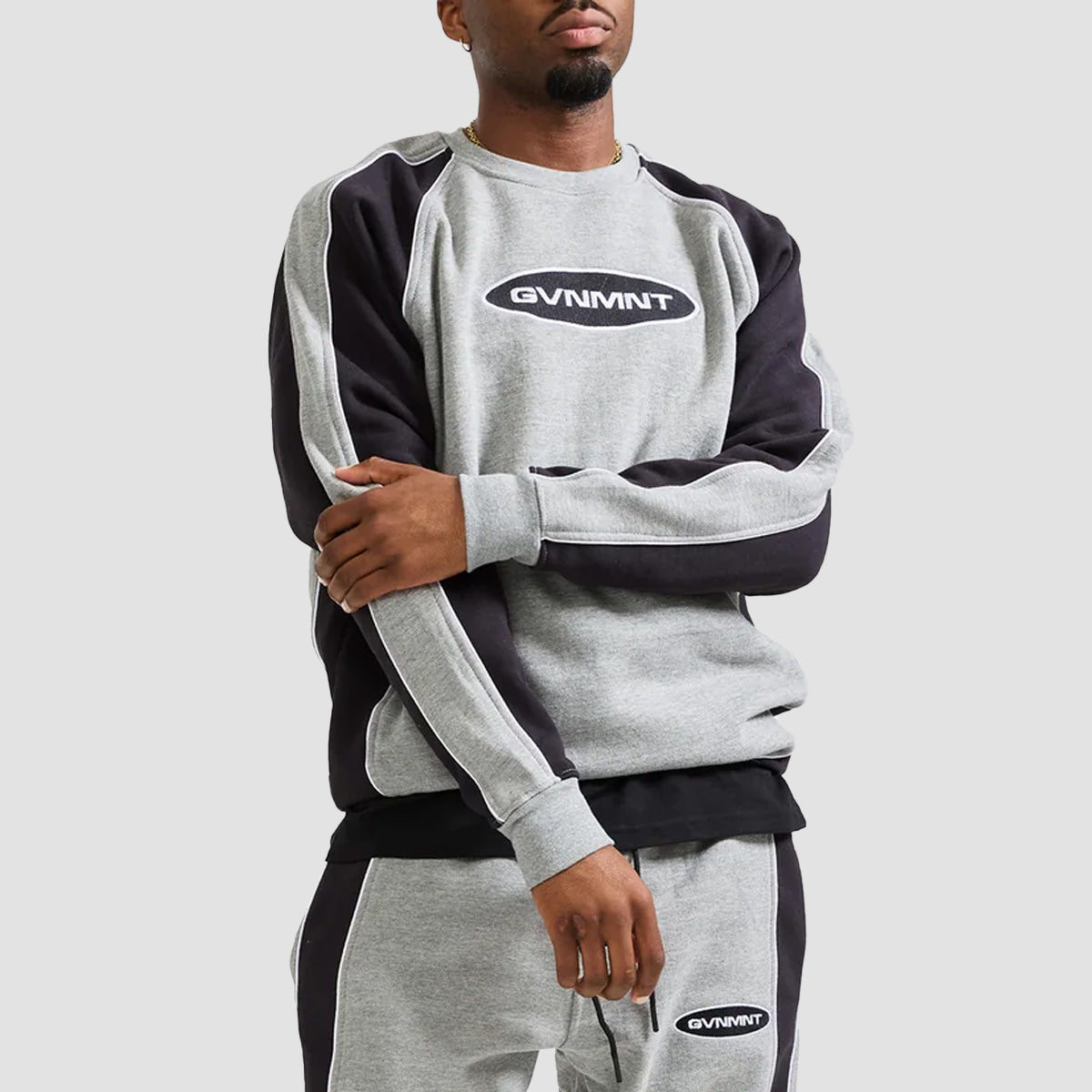 GVNMNT 2 Tone Panelled Sweatshirt Grey/Black