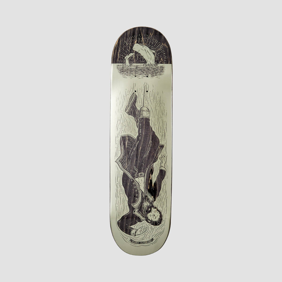 Heathen Ahab Drowning Metallic on Roundhead Skateboard Deck - 8.75"