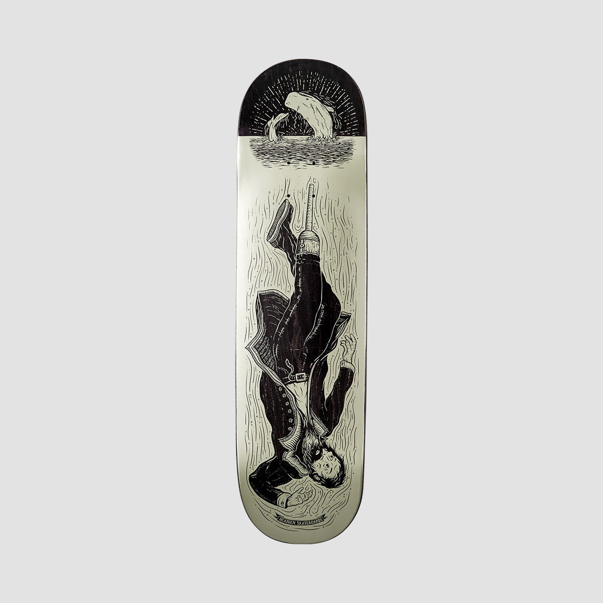 Heathen Ahab Drowning Metallic on Squarehead Skateboard Deck - 8.5"