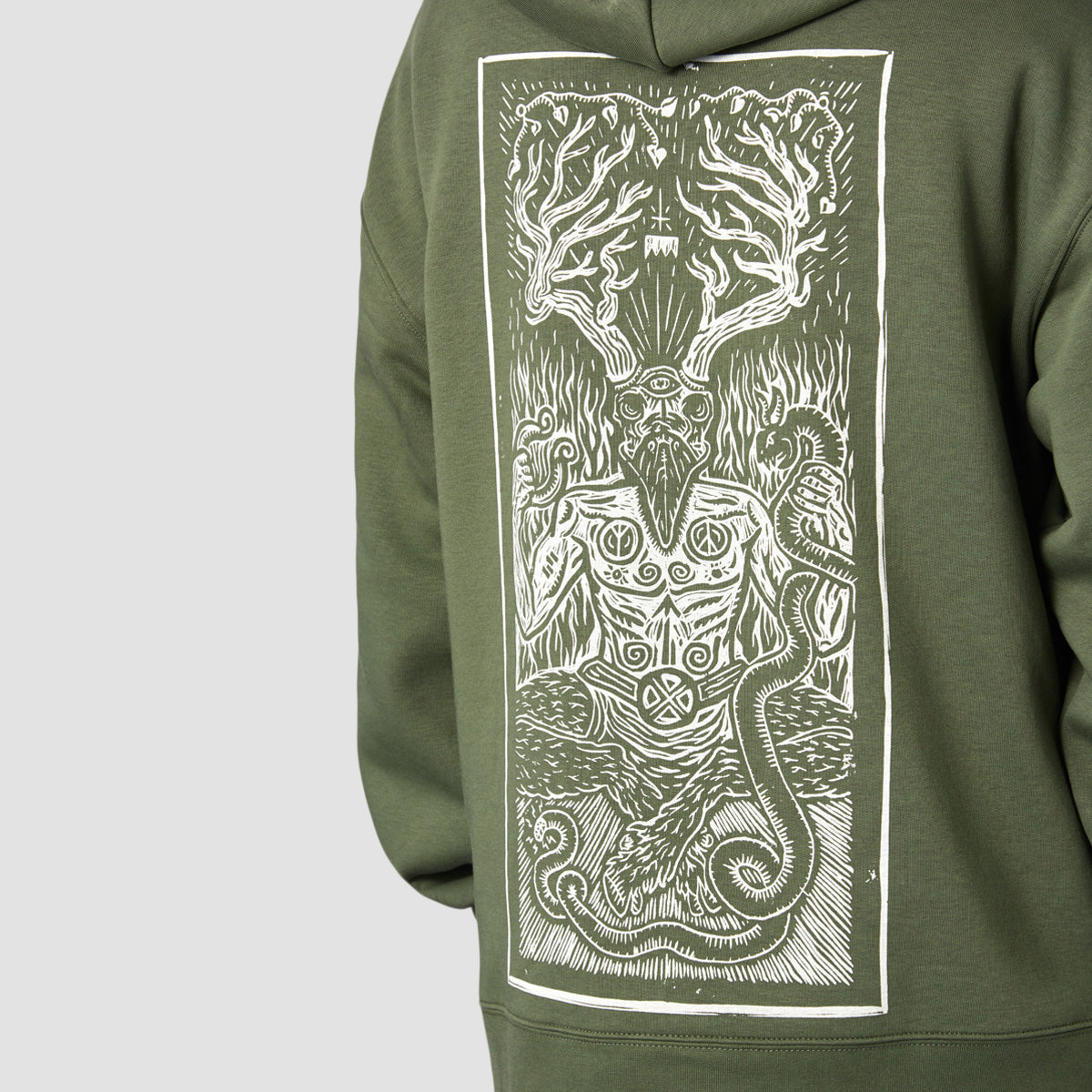 Heathen Ceronnous Mono Relax fit Pullover Hoodie Cypress