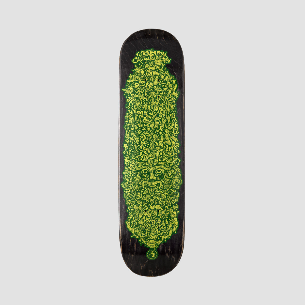 Heathen Chris Collins Green Man on Squarehead Skateboard Deck - 8.375"