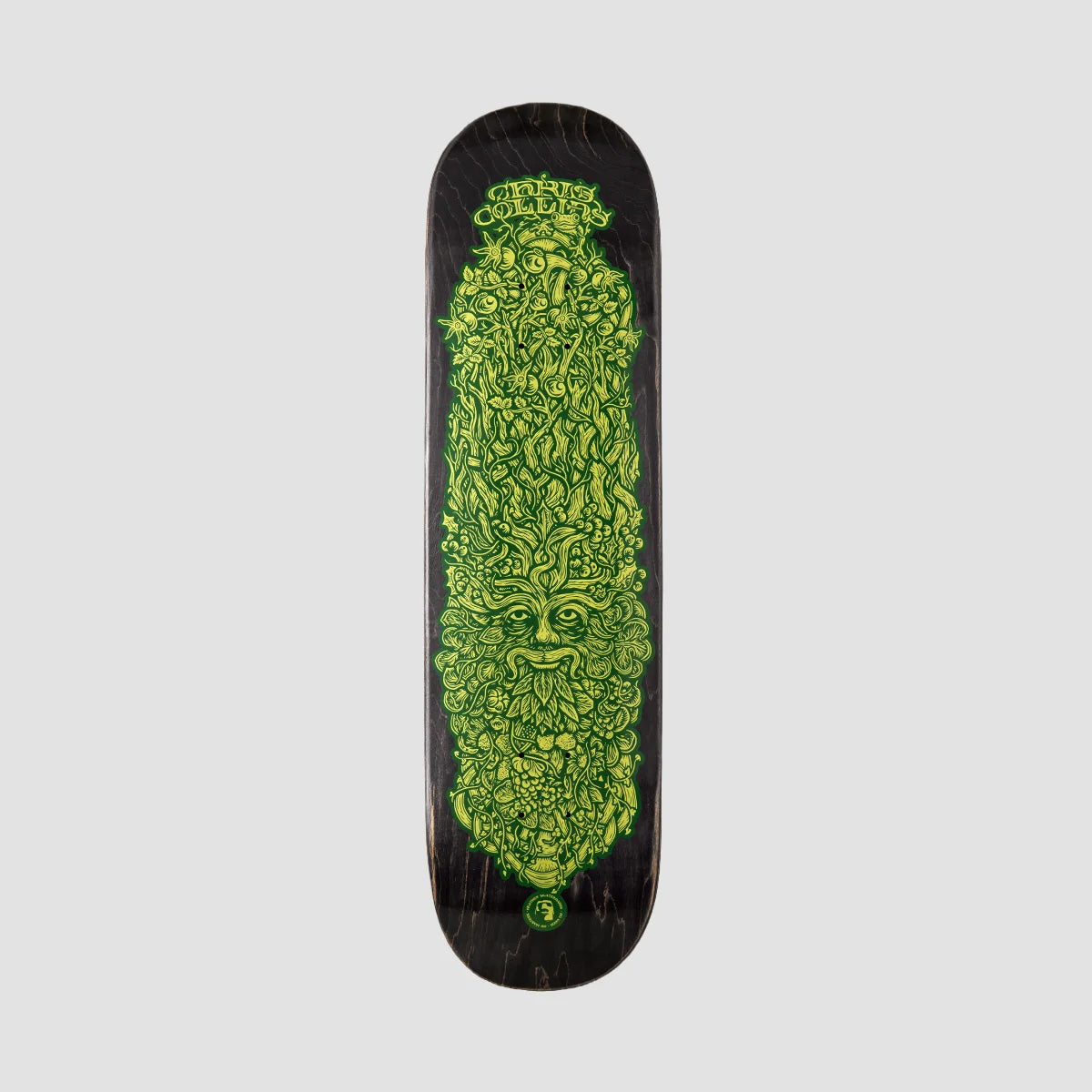 Heathen Chris Collins Green Man on Squarehead Skateboard Deck - 9"