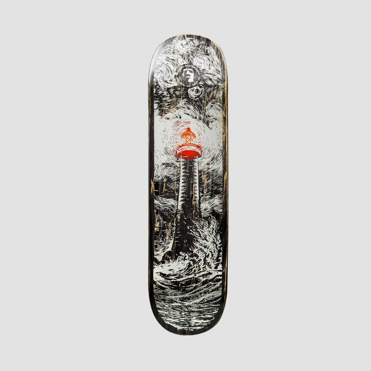 Heathen Lighthouse On Squarehead Skateboard Deck - 8.5"