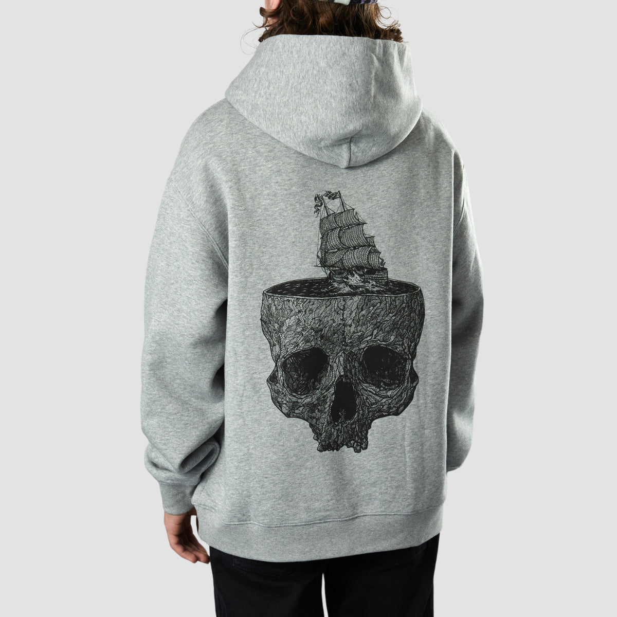 Heathen Stormy Seas Relax fit Pullover Hoodie Athletic Heather