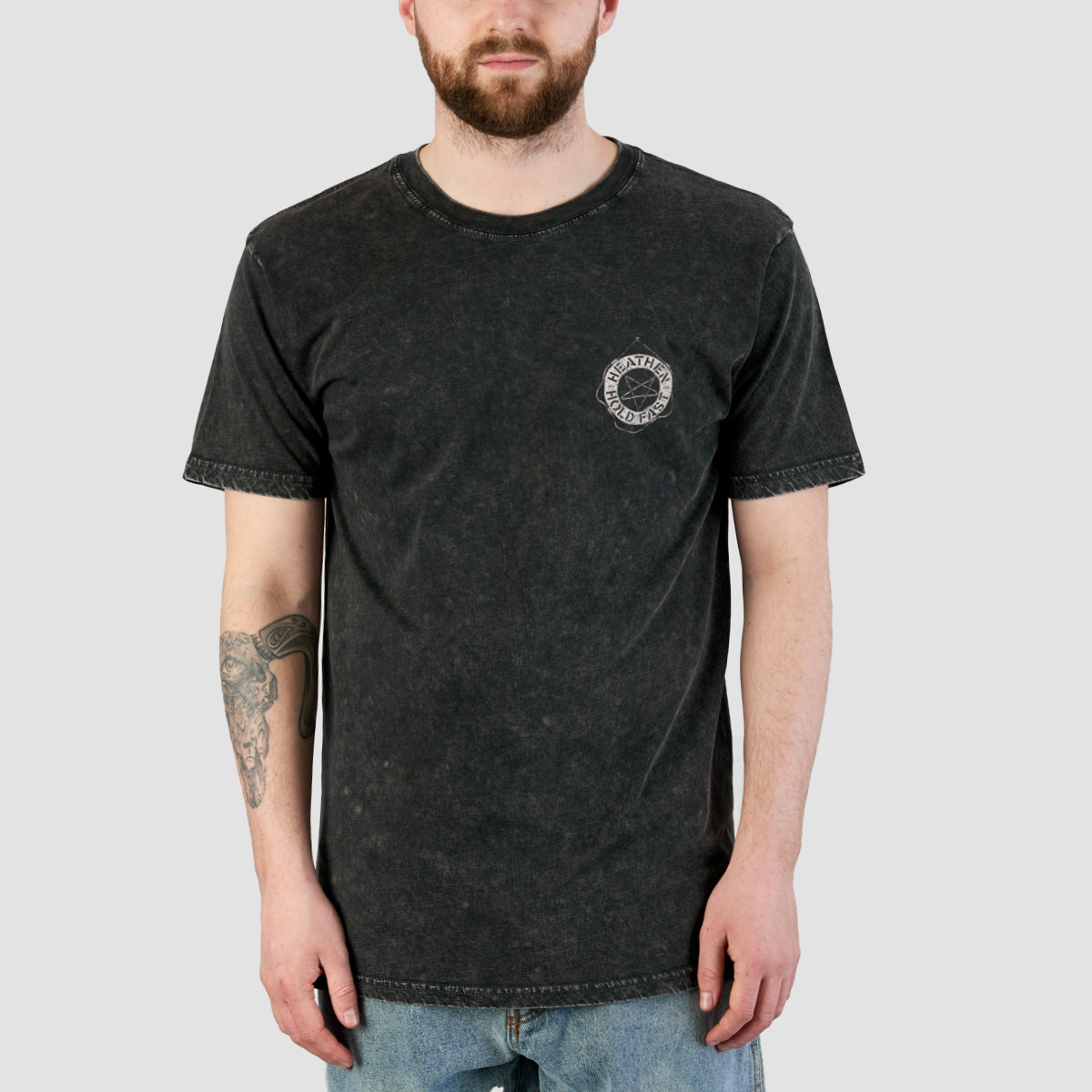 Heathen Stormy Seas T-Shirt Stonewash Black