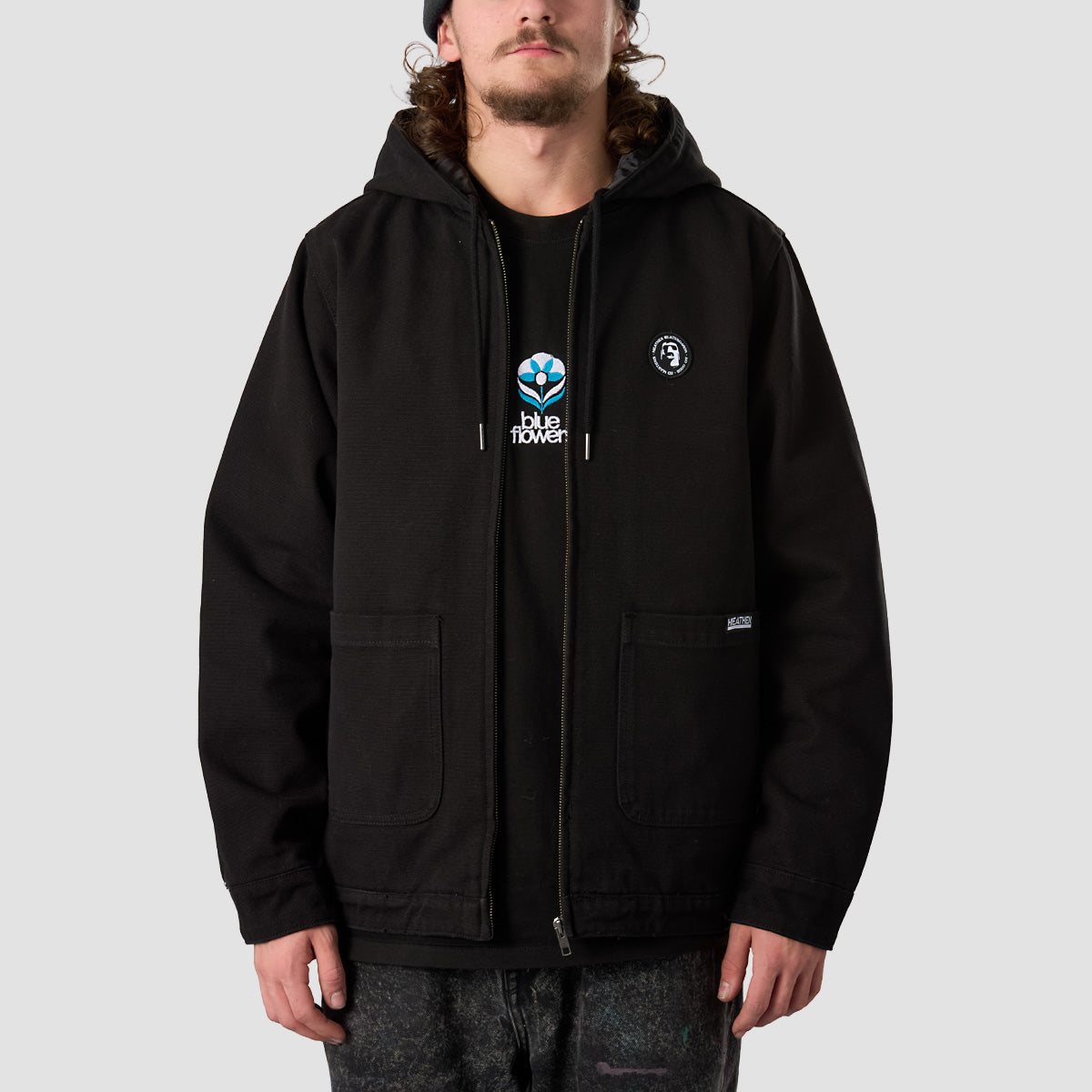 Heathen VG+ Discord Heavy Canvas Hooded Bomber Jacket Void