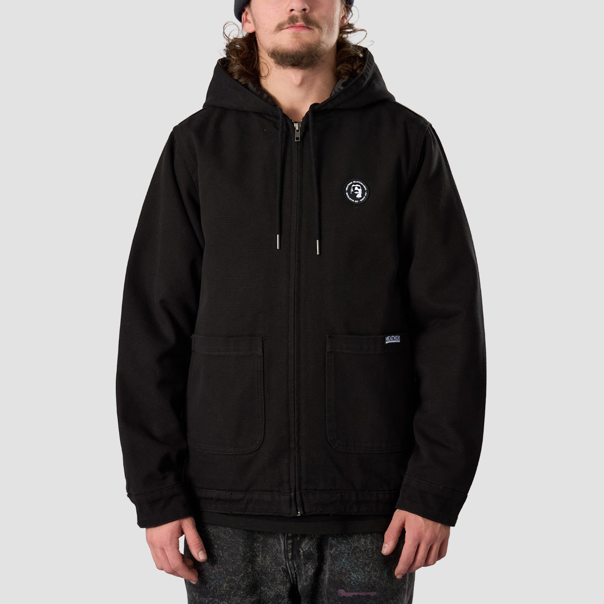 Heathen VG+ Discord Heavy Canvas Hooded Bomber Jacket Void