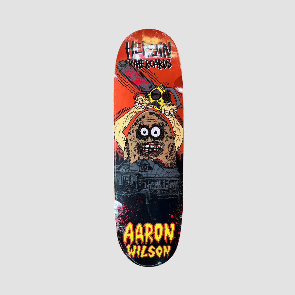 Heroin Aaron Wilson Chainsaw Egg Symmetrical Razor Edge Skateboard Deck - 9.125 Inches