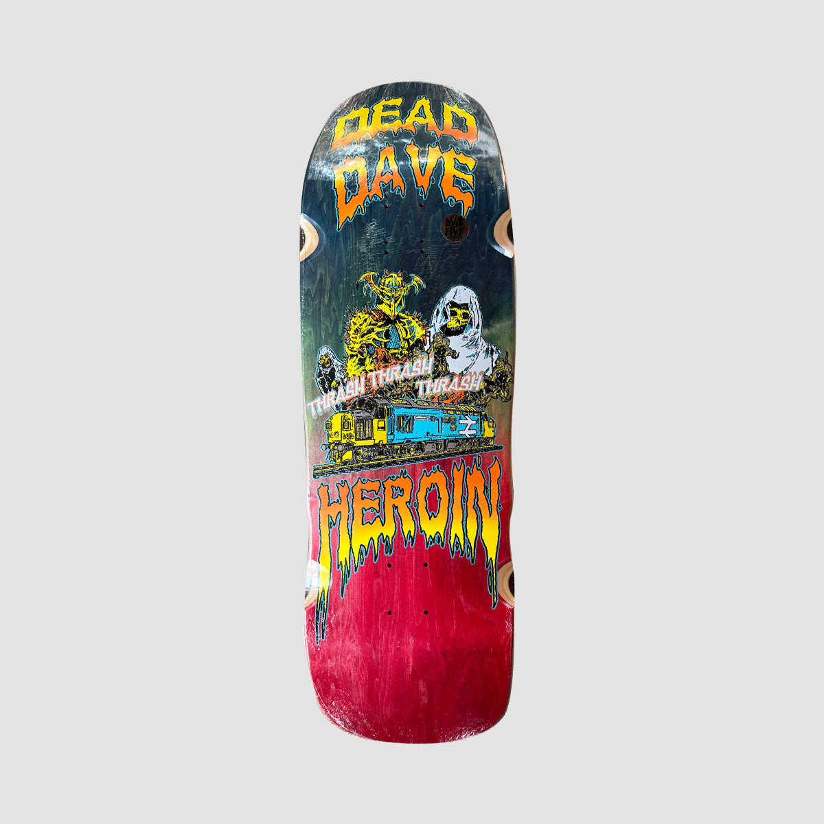 Heroin Dead Dave Ghost Train Razor Edge Skateboard Deck Various Stains - 10.1 Inches