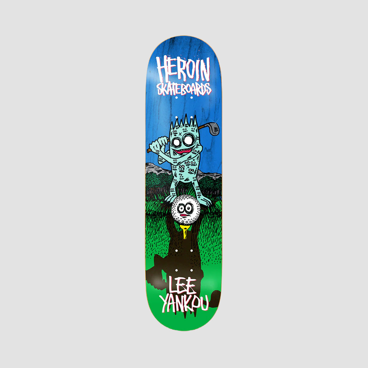 Heroin Lee Yankou Golf Imp Skateboard Deck Various Stains - 8.25