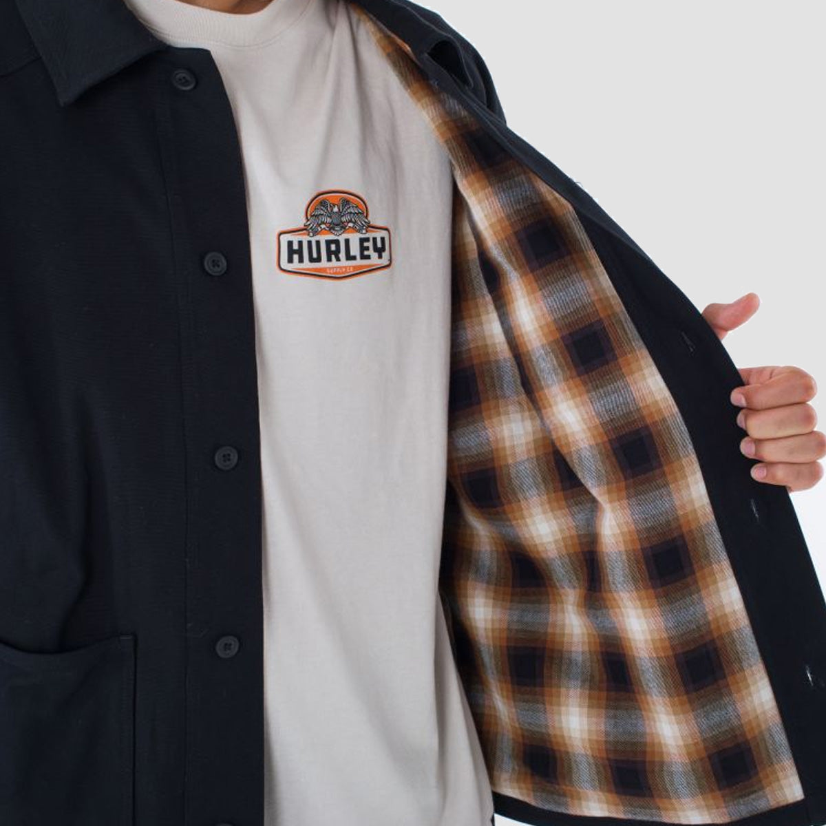 Hurley Bixby Flannel Lined Canvas Longsleeve Shirts Black