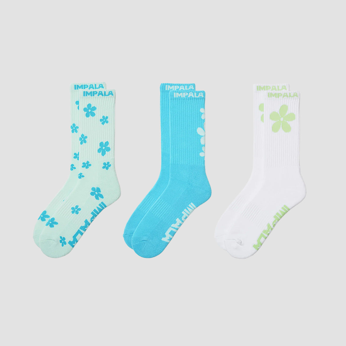 Impala Skate Socks 3 Pack Ditsy Blue