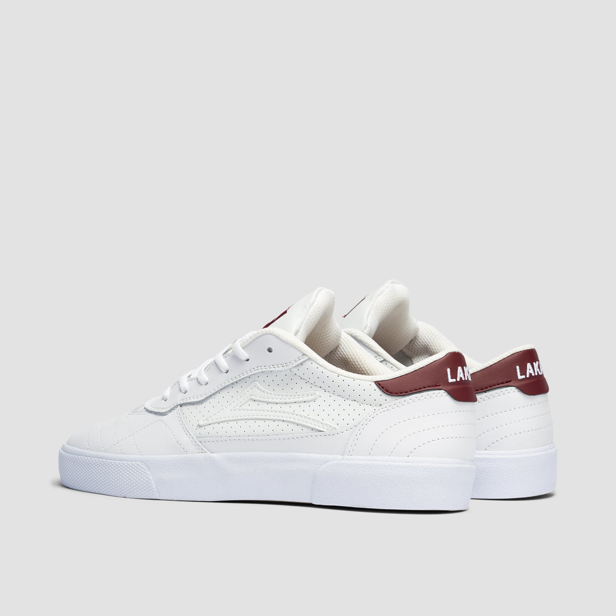 Lakai Cambridge Shoes - White/Burgundy Leather
