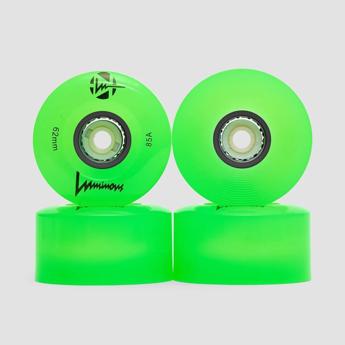 Luminous LED Quad 85a Wheels x4 Green Glow 62mm