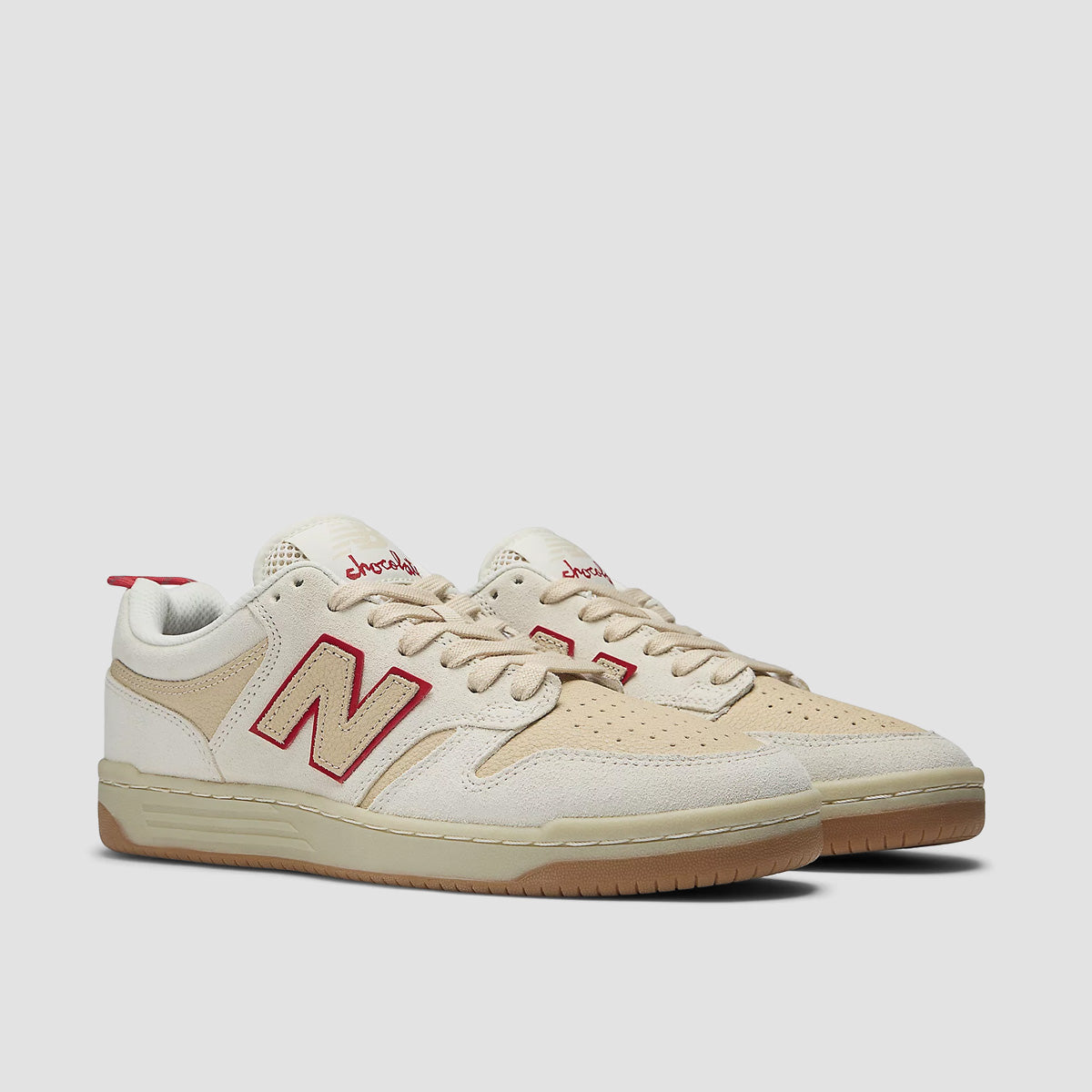 New Balance x Chocolate Numeric 480 V1 Shoes - Sea Salt/Red