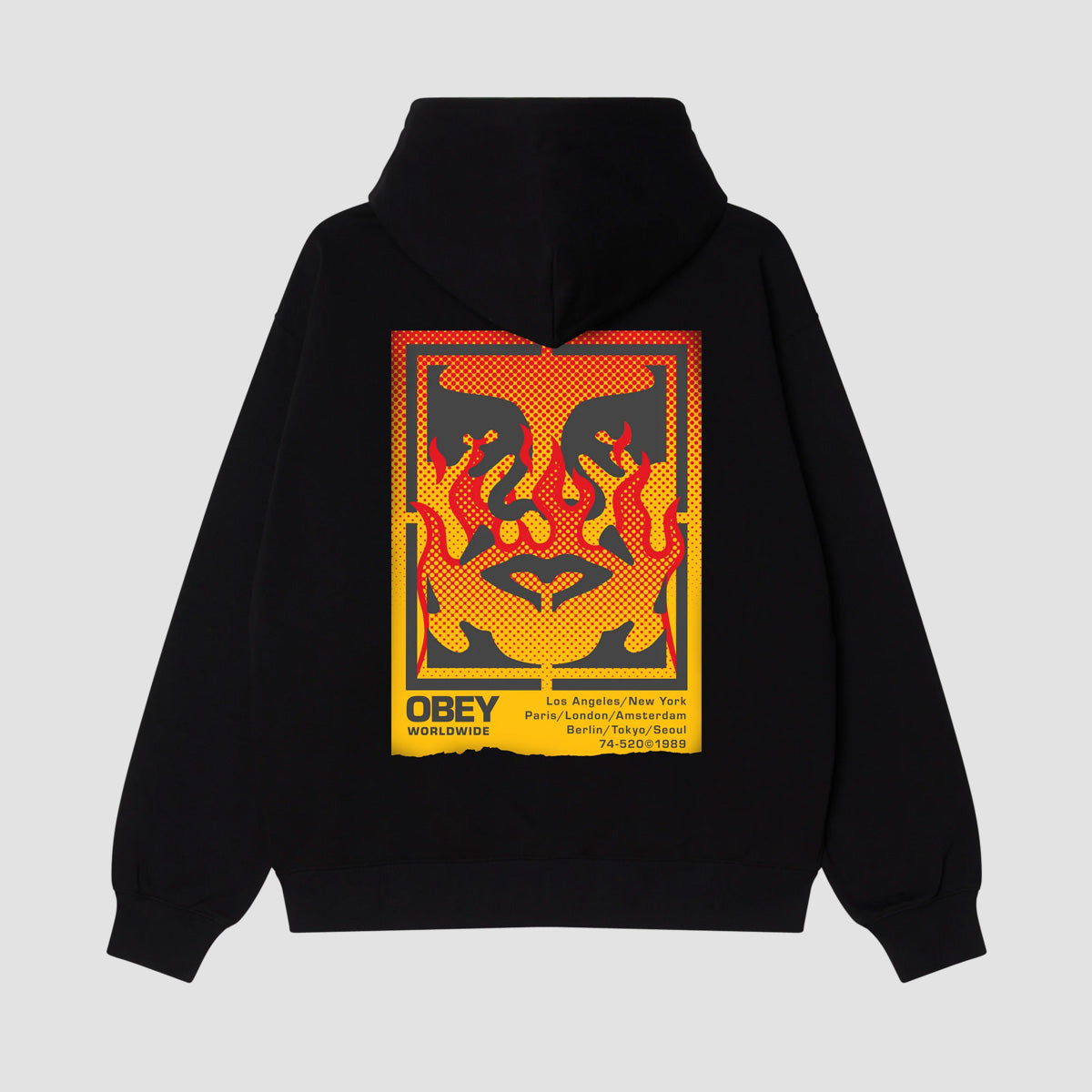 OBEY Icon Stencil Flame Pullover Hoodie Black