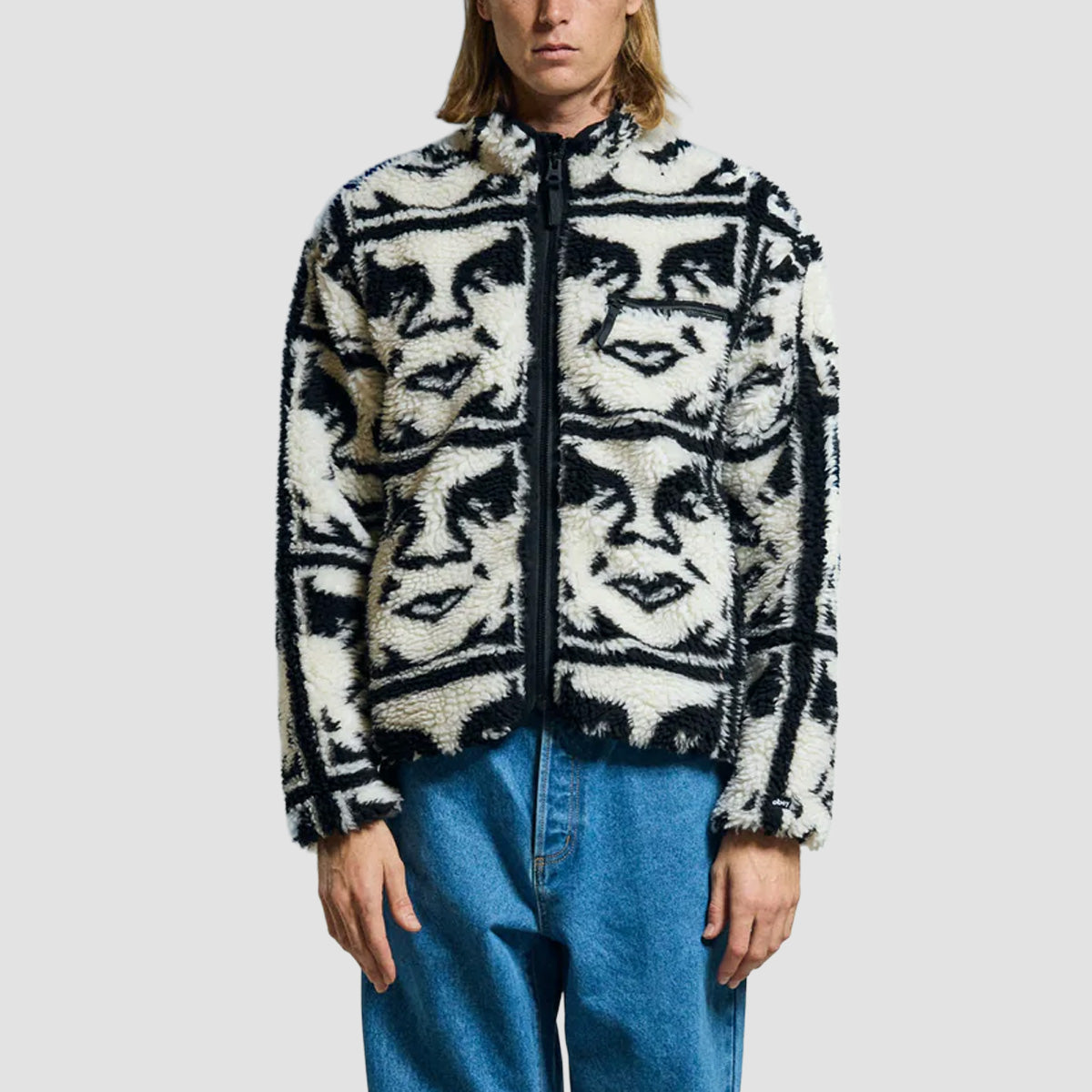 OBEY Repeated Icon Sherpa Jacket Black Multi