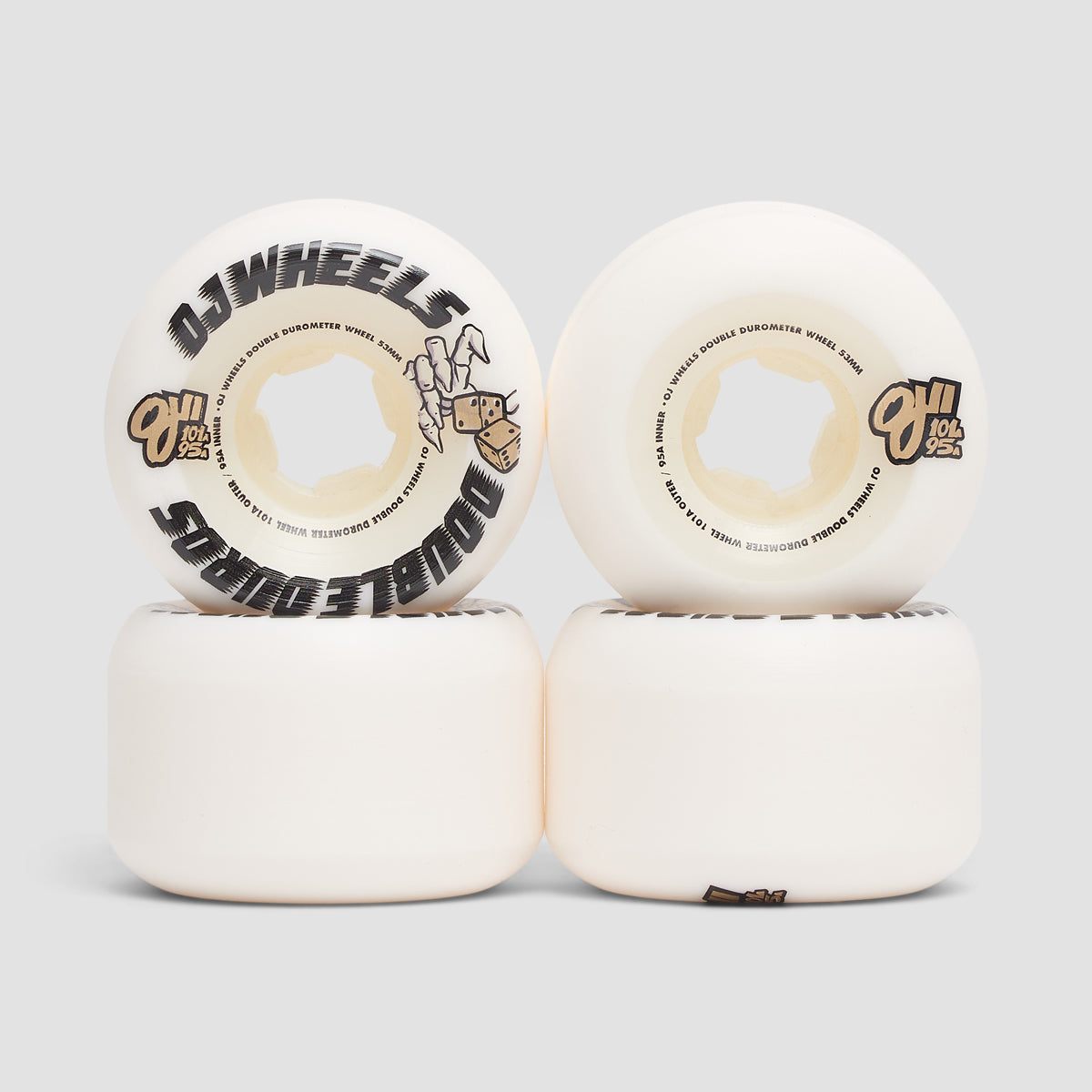 OJ Double Duros Mini Combo Shape 101a/95a Skateboard Wheels White 53mm