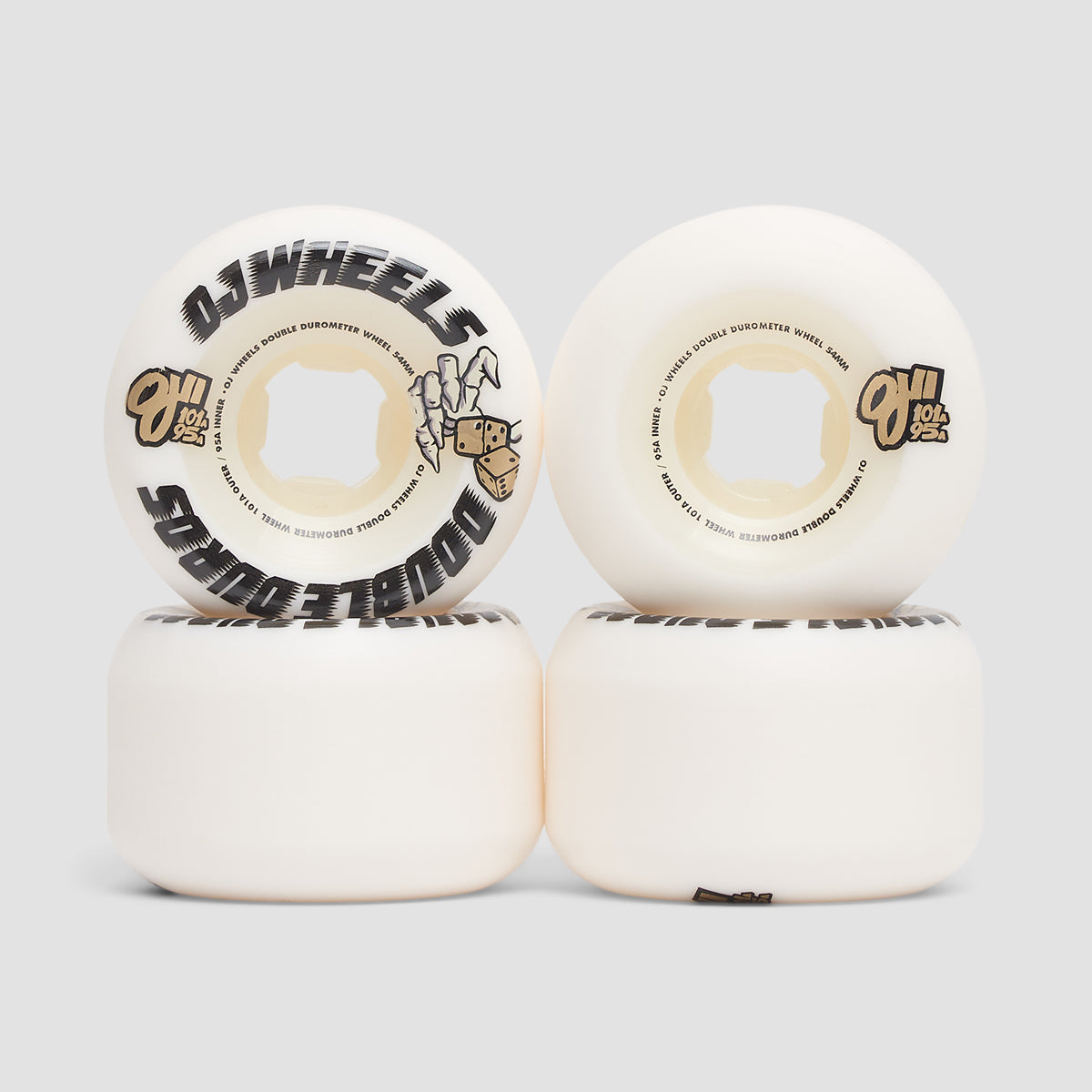 OJ Double Duros Mini Combo Shape 101a/95a Skateboard Wheels White 54mm
