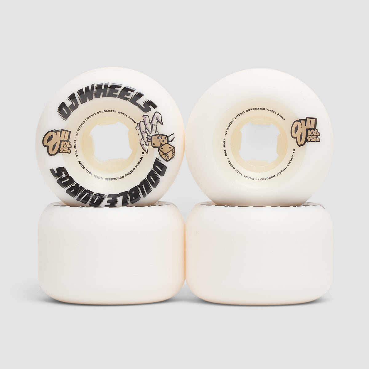 OJ Double Duros Mini Combo Shape 101a/95a Skateboard Wheels White 56mm
